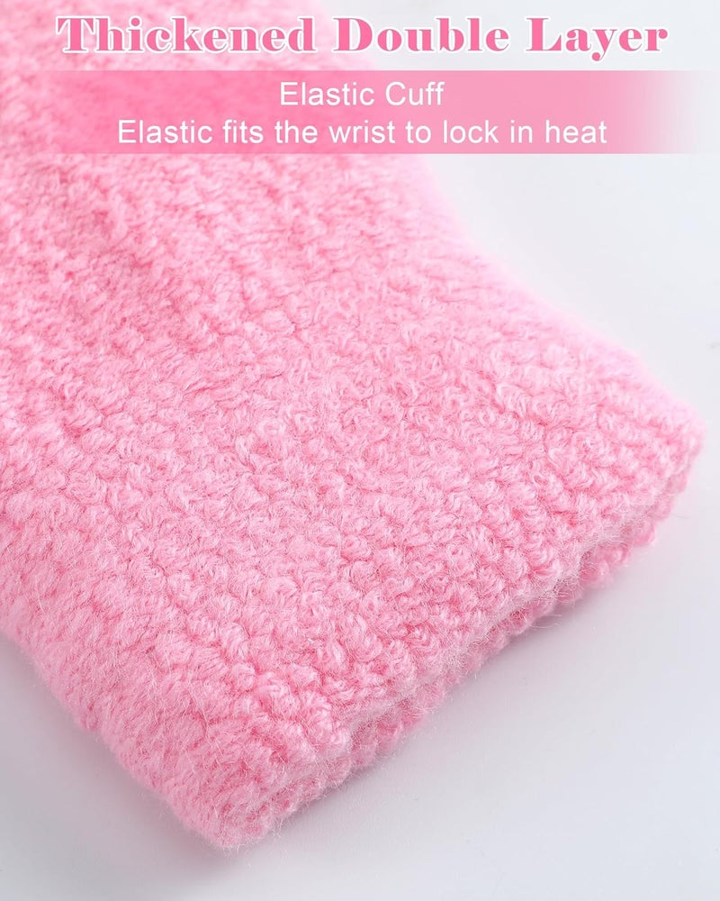 Chuarry 2 Pairs Kids Fleece Lined Gloves Winter Thick Warm Thermal Cable Knit Gloves for 6-10 Years Boys Girls - Image 4